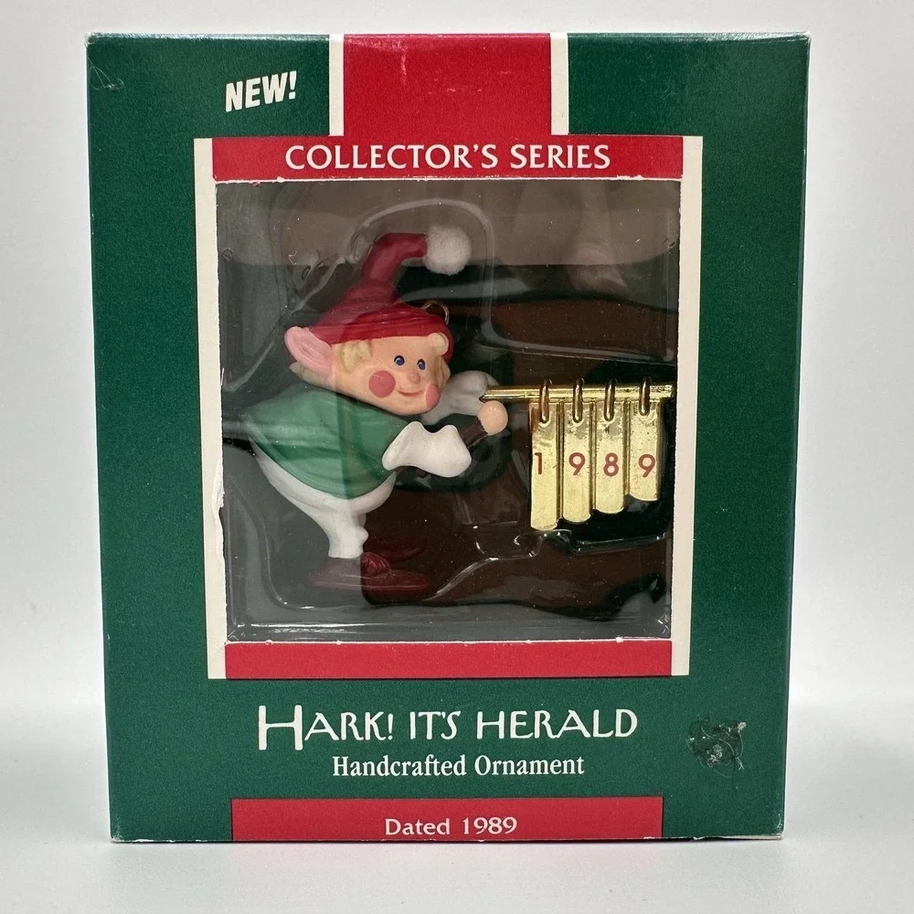 Vintage 1989 Hallmark Hark! It's Herald Keepsake Ornament Elf First Series Tree